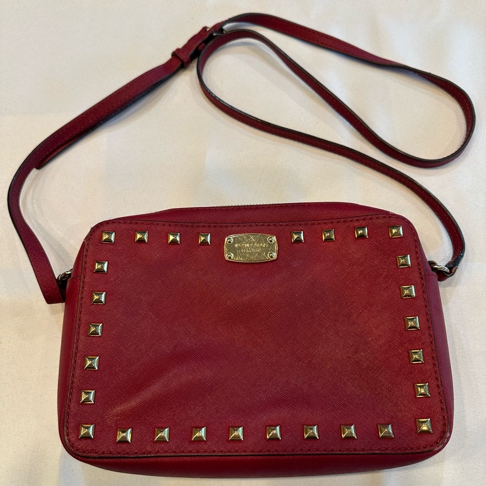 Michael Kors Red Studded Crossbody Bag